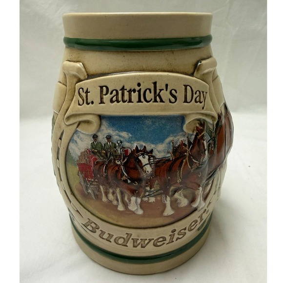 Vintage 1996 Budweiser St Patricks Day Ceramarte Beer Stein With Box & COA - Picture 7 of 12